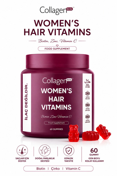 Collagen Forte Platinum Saç Vitamini, Biotin, Folik Asit, Vitamin A, B3, B6, ...