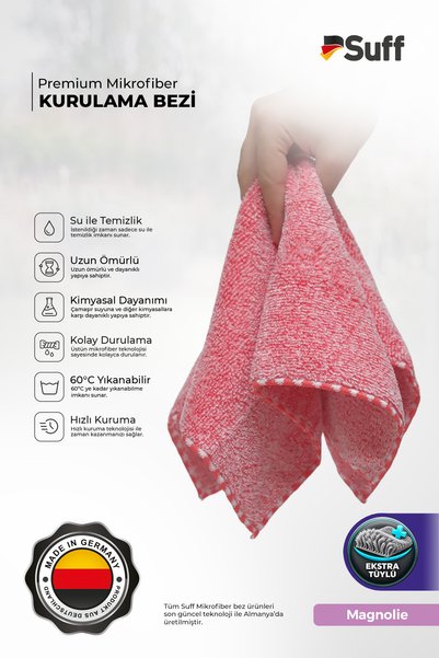 Suff Magnolie Microfiber Carbon-Based Drying Cloth Stain-Free Kitchen Countertop Drying Cloth 40X40 cm Pink