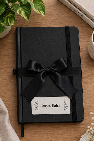 beyra decor Kişiye Özel İsim Yazılı Siyah Defter Lastikli Premium Not Defteri...