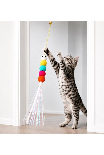 jetfast Colorful Elastic Cat Play Rod - Adhesive Training Toy