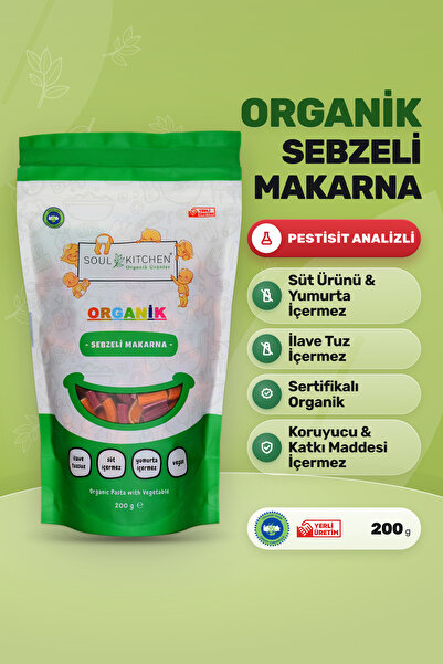 Soul Kitchen Organik Ürünler Organik Sebzeli Makarna İlave Tuzsuz Vegan 200 g
