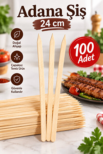 VENON 100 Adet 🔥 Adana Şiş Ahşap Pişime Çubukları Tahta Şiş Ahşap Çubuk 🍖KA...