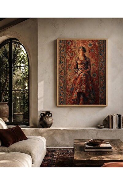 Boho wellness studio Çerçeveli MDF Oryantal Kadın Portresi Sanat Tablosu