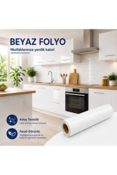 BLACK MASTER Kendinden Yapışkanlı Beyaz Mobilya Kaplama Folyosu – Parlak PVC ...