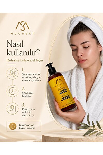 moonset Yıpranma Karşıtı Saç Bakım Kremi – Kolajen + Keratin Destekli Onarıcı & Nemlendirici Krem (400 ml)