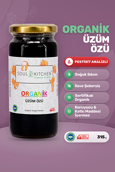 Soul Kitchen Organik Ürünler Organik Üzüm Özü Soğuk Sıkım Şeker İlavesiz Katk...