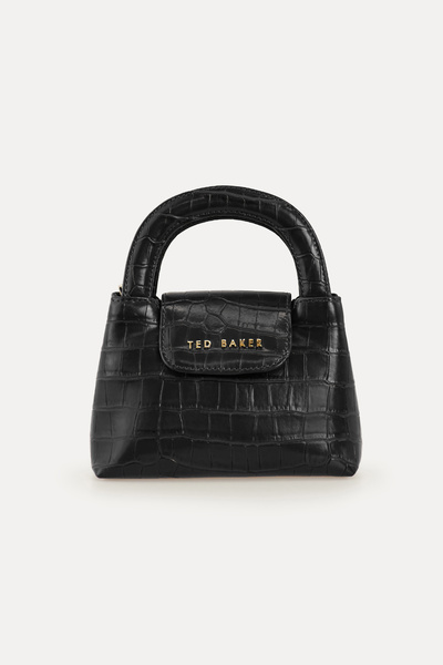 Ted Baker Siyah Sap Detay Kroko Küçük Askılı Çapraz Çanta