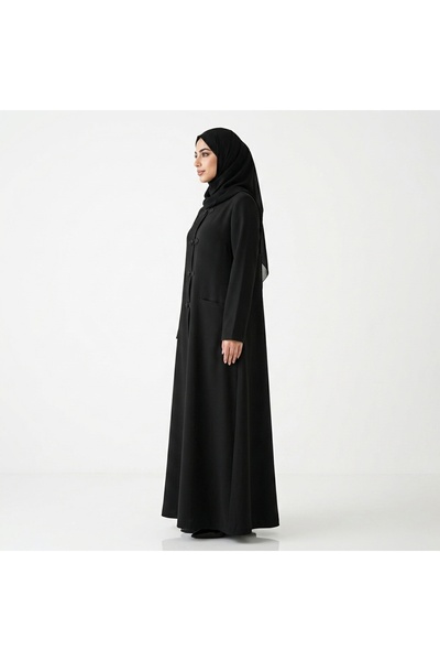 lutezi عباية دارلينا نسائية خليجية بقصة كتف مستقيم وقماش كتان لمار مع طقطق ملكي