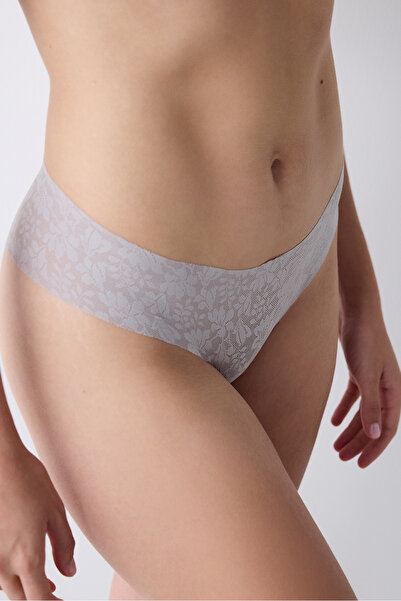 Penti Invisible Lazer Kesim Lacy Dantel Cheeky Gri Hipster Külot