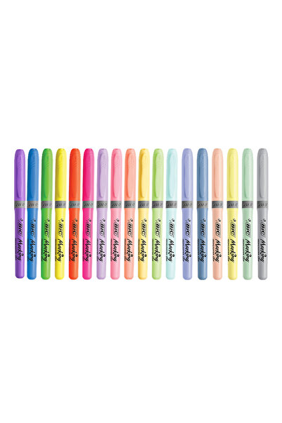 Bic Marking Highlighter Fosforlu Kalem Pastel ve Neon Renkler 18'li Set