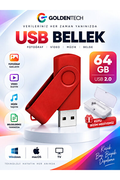 Golden Tech 64 Gb Metal Head Flash Memory and Plastic Box