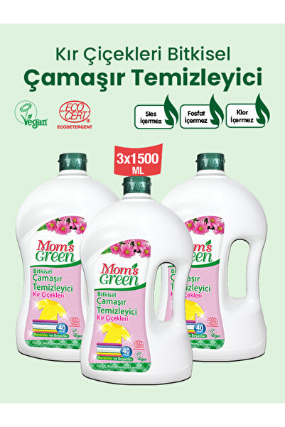 Mom's Green 3' lü set Bitkisel Çamaşır Deterjanı -KIR ÇİÇEKLERİ 120 YIKAMA (1...