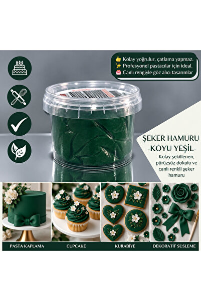 ŞEKER & SUGAR Şeker Sugar KOYU YEŞİL Şeker Hamuru 200 gr