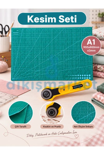 dm dikişmarket Kesme Matı Patchwork - Kesme Tablası - Kesim Altlığı Çift Taraflı