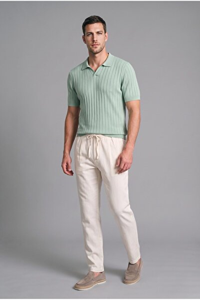 DeFacto 100% Cotton Standard Fit Ribbed Knit Polo Collar T-Shirt G7603Ax26Sm