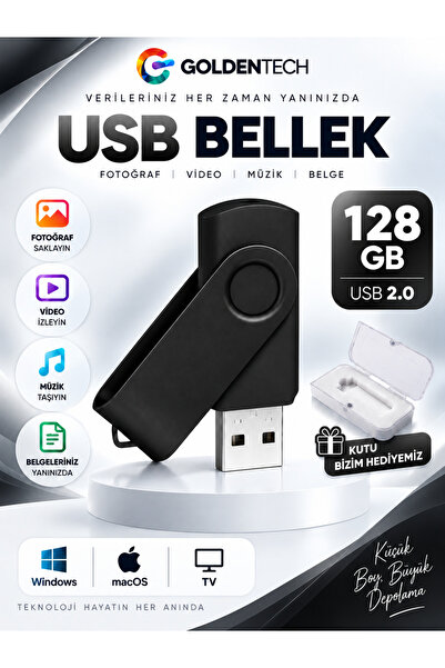 Golden Tech 128 GB Metal Başlıklı Flash Bellek Ve Plastik Kutu