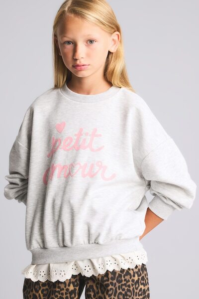 DeFacto Crew Neck Printed Ruffle Detailed Long Sleeve Sweatshirt Girls I5290A...