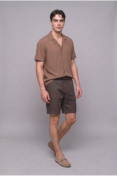 DeFacto Ultra Soft Regular Fit Resort Collar Modal Short Sleeve Shirt H8487Ax...