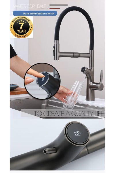 OEM Mutfak Evye Bataryası Bas Çek Su Arıtma Çıkışlı 3 Fonksiyon Esnek Spirall...