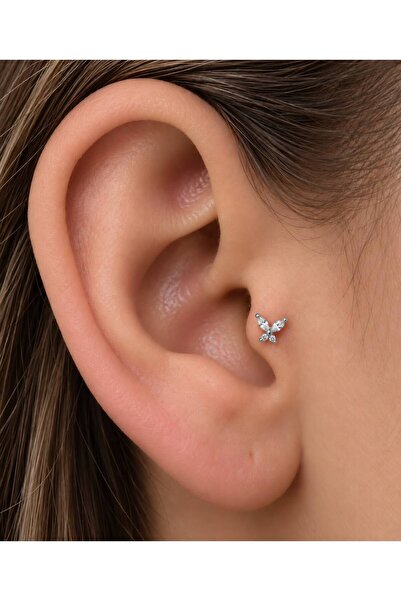 Arescollection Cerrahi Çelik Mini Kelebek Tragus Helix Conch Lobe Uyumlu Pier...