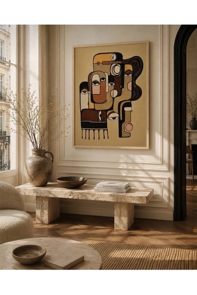 Boho wellness studio Çerçeveli MDF Soyut Yüzler Modern Tablo | Abstract Sanat...