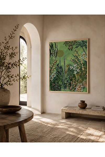 Boho wellness studio Çerçeveli MDF Tropikal Botanik Poster Tablo | Yeşil Doğa...