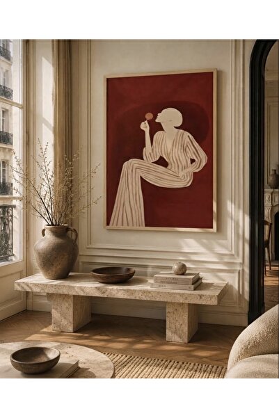 Boho wellness studio Çerçeveli MDF Modern Kadın Figürü Tablo | Soyut Sanat De...