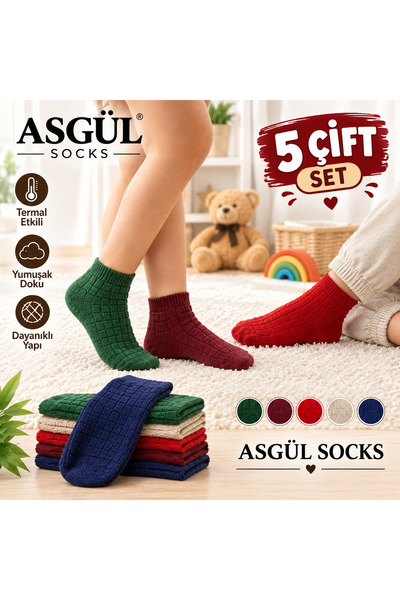 ASGÜL SOCKS Termal etkili ters havlu Patik çorap seti 5 çift