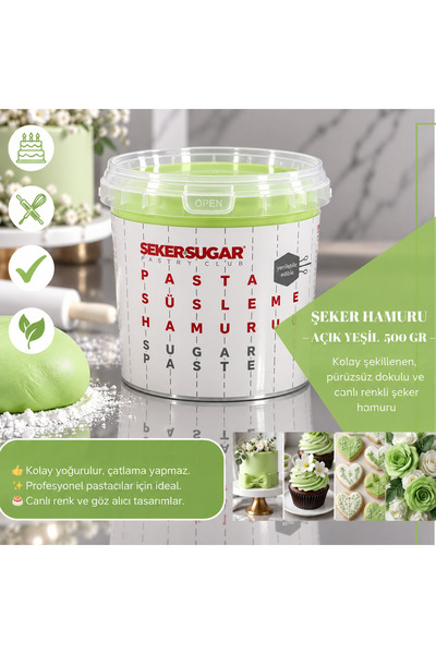 ŞEKER & SUGAR - AÇIK YEŞİL (SU YEŞİL) Şeker Hamuru 500gr
