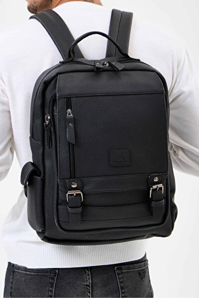 MEGA POLO CLUB OF COLORS NEW JERSEY Black Faux Leather Unisex Multi-Compartme...