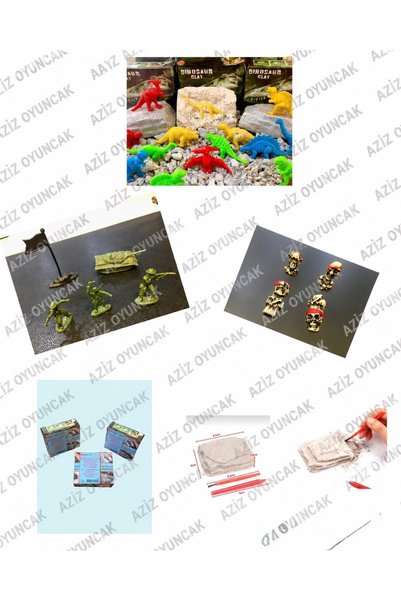 AZİZ OYUNCAK 3 Pieces Surprise Toy Archaeological Science Adventure Excavation Set