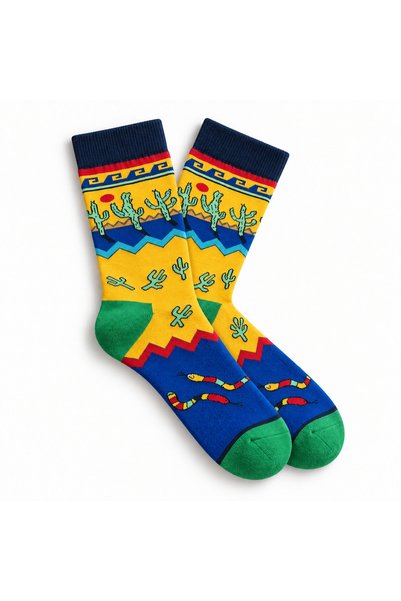 Loopie Socks Kaktüs ve Çöl Temalı Tasarım Soket Çorap - İsme Özel Şerit - Hed...