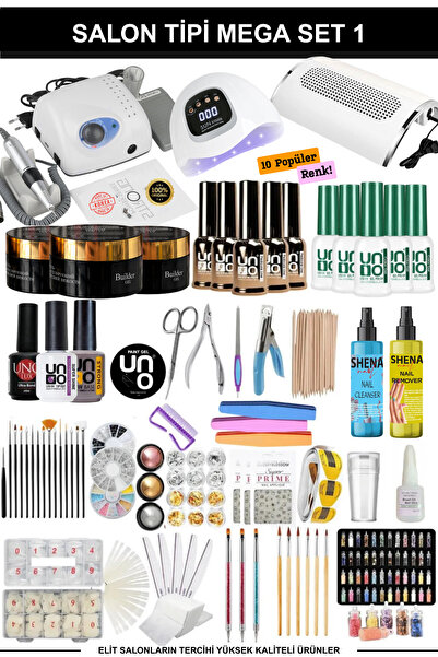 KozMood Kalıcı Oje - Protez Tırnak Seti Salon Mega Set:1 (MAKİNE JEL SÜS FIRÇ...