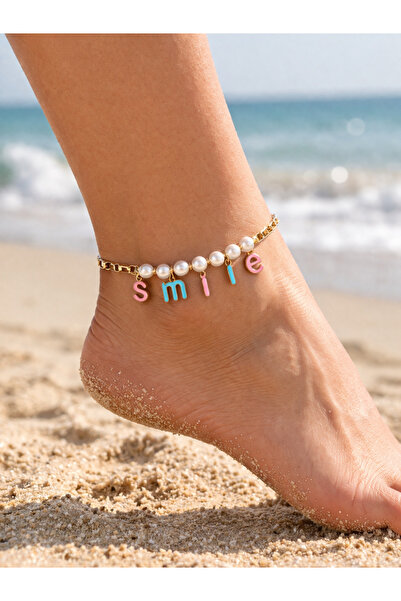 ACAR TAKI Pearl, Smile Steel Anklet 22+7cm Acr3137