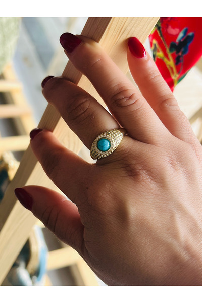 ACAR TAKI Steel Adjustable Gold Color Stone Turquoise Ring Acr0130