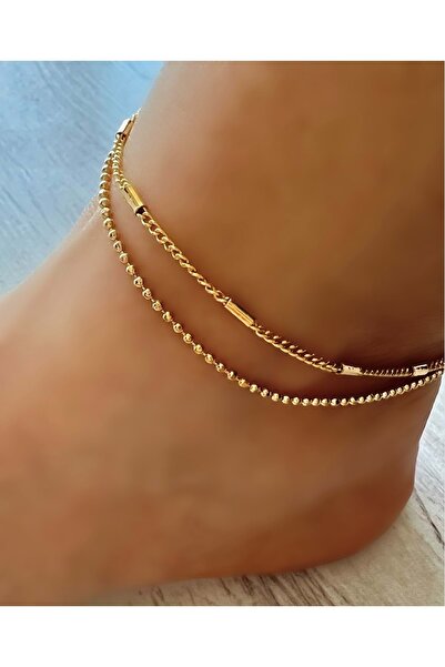 ACAR TAKI GOLD COLOR DOUBLE CHAIN ​​ANKLET ACR6994