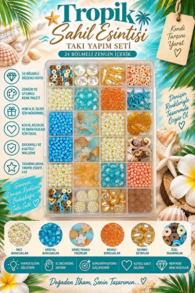 By MO Accessories YENİ SEZON Tropik Sahil Esintisi Yaz Temalı Boncuk Hobi Seti