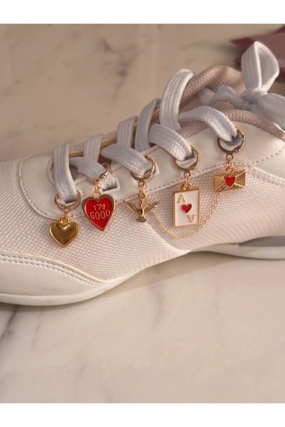 Gistoria Love Letter Gold Ayakkabı Süsü Charm Seti