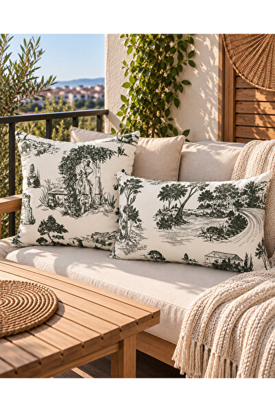 Decamor home غطاء وسادة منقوش باللون الأخضر الريفي 1 قطعة