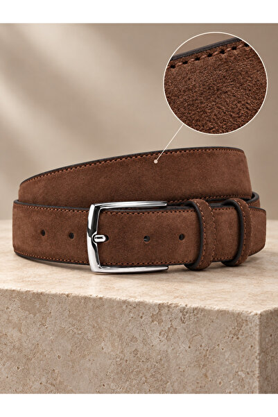 awix 3.5 cm Brown Suede Genuine Leather Stylish 1. Quality Belt