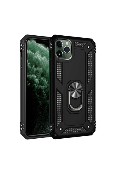 OtoTech غطاء سيليكون لجهاز ابل ايفون 11 برو ماكس مع حلقة صوفيا - أسود
