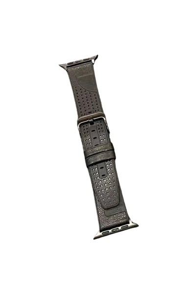 EMVERA Movenchy Apple Watch 45mm Buff Deri Kordon - Siyah