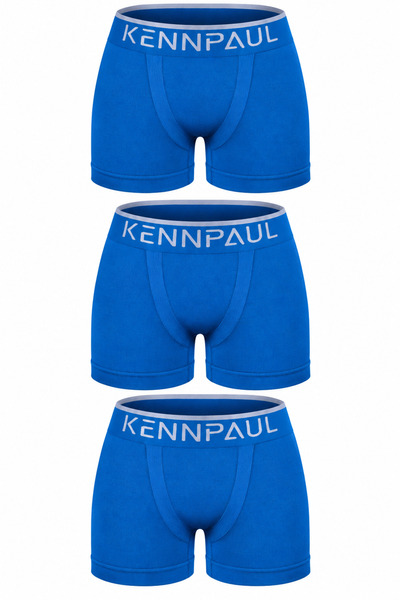 John Ray 3 Adet Mavi Erkek Dikişsiz Mikrofiber Likralı Esnek Premium Boxer