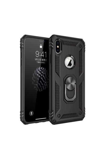 OtoTech غطاء حماية سيليكون لهاتف ابل ايفون XS ماكس مع حلقة صوفيا - أسود