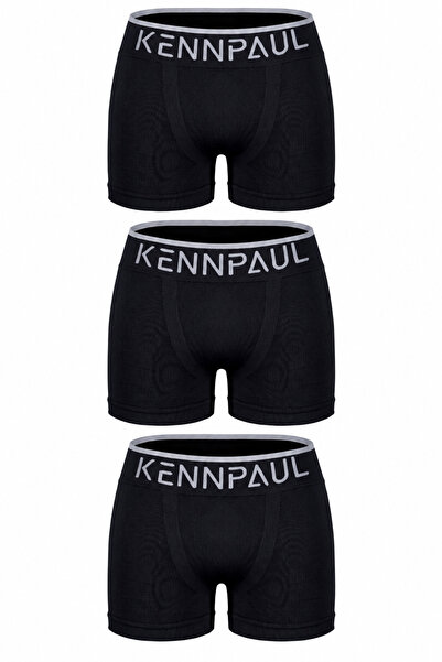 John Ray 3 Adet Siyah Erkek Dikişsiz Mikrofiber Likralı Esnek Premium Boxer