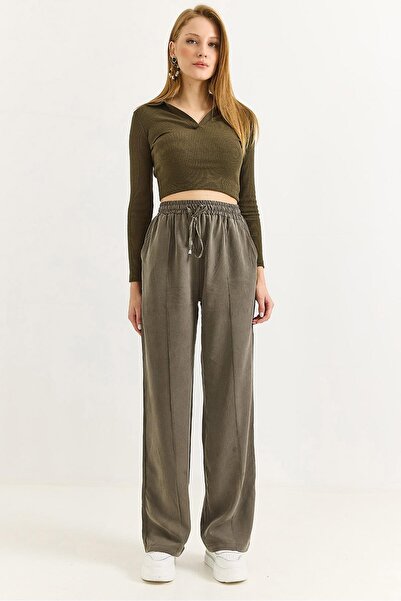 Juuuj Smoked Tencel Stretchy Fabric Comfortable Fit Pants with Elastic Waist ...