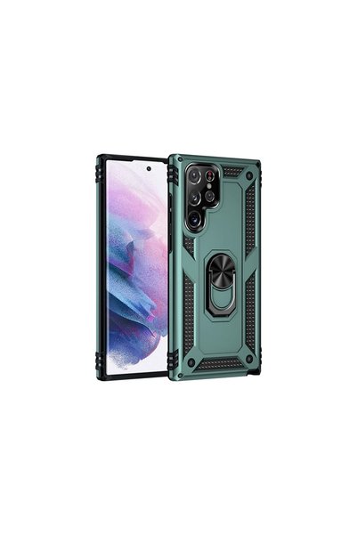 OtoTech غطاء سامسونج جالاكسي S21 الترا سيليكون مع حلقة صوفيا - أخضر