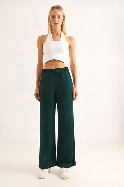 Juuuj Green Modal Fabric Flexible Elastic Waist Wide Leg Comfortable Fit Swea...