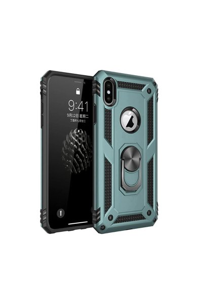 OtoTech غطاء حماية سيليكون لهاتف ابل ايفون XS ماكس مع حلقة صوفيا - أخضر