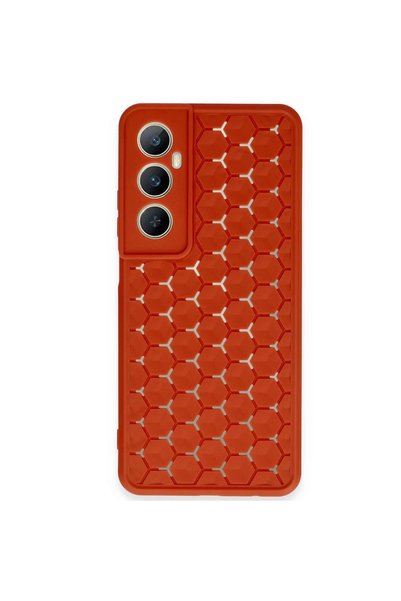 OtoTech غطاء حماية من السيليكون على شكل قرص العسل لهاتف Realme C65 - أحمر